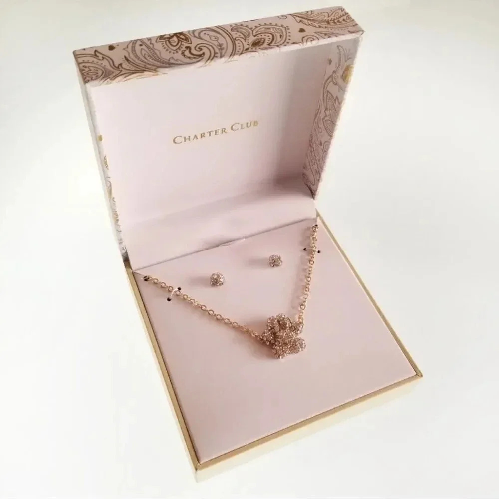 Charter Club Gold-Tone Pave Paw Pendant Necklace & Earrings Set